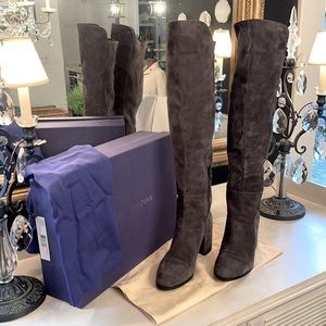 Like New - Stuart Weitzman Alljack Slate Suede Boot w/Side Zip Size 10M